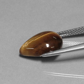 Tiger's eye naturale marrone da 5,18 ct, taglio a pera, opaco