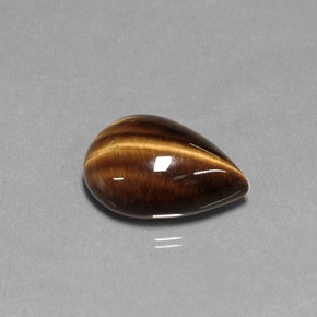 Tiger's eye naturale marrone da 5,27 ct, taglio a pera, opaco