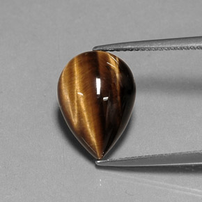 Tiger's eye naturale marrone da 5,27 ct, taglio a pera, opaco