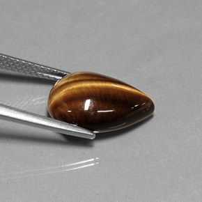 Tiger's eye naturale marrone da 5,27 ct, taglio a pera, opaco
