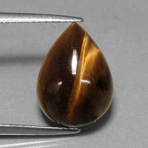 Tiger's eye naturale marrone da 5,23 ct, taglio a pera, opaco