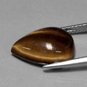 Tiger's eye naturale marrone da 5,23 ct, taglio a pera, opaco