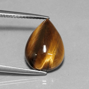 Tiger's eye naturale marrone da 5,18 ct, taglio a pera, opaco