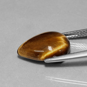 Tiger's eye naturale marrone da 5,18 ct, taglio a pera, opaco