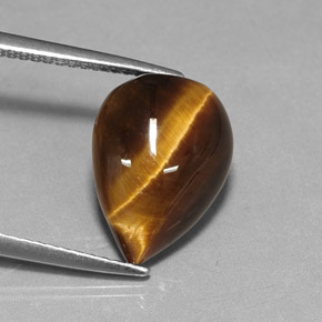 Occhio di tigre Oro Marrone naturale da 5.09 ct, Forma a pera, Opaco