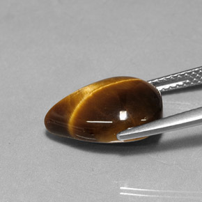 Occhio di tigre Oro Marrone naturale da 5.09 ct, Forma a pera, Opaco