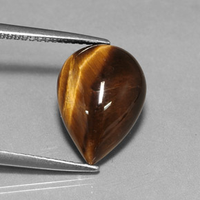 Tiger's eye naturale marrone da 5,02 ct, taglio a pera, opaco