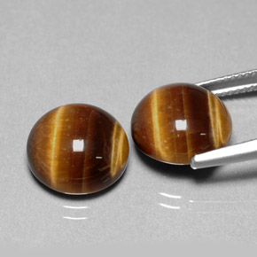 Tiger's eye naturale marrone da  ct, taglio rotondo, opaco