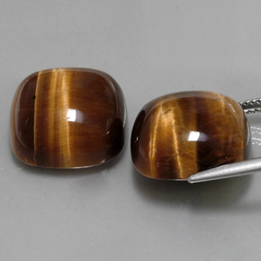 Tiger's eye naturale marrone da  ct, taglio a cuscino, opaco