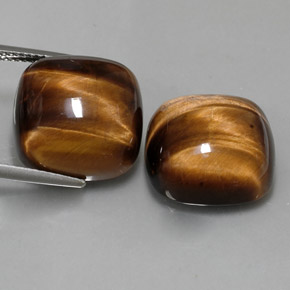 Tiger's eye naturale marrone da  ct, taglio a cuscino, opaco