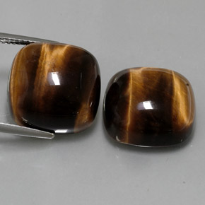 Tiger's eye naturale marrone da  ct, taglio a cuscino, opaco