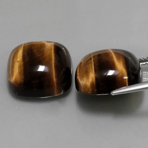 Tiger's eye naturale marrone da  ct, taglio a cuscino, opaco
