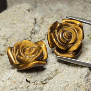 Tiger's eye naturale marrone da 20,93 ct, taglio fiore, opaco