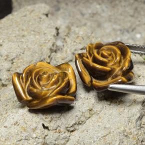 Tiger's eye naturale marrone da 20,93 ct, taglio fiore, opaco