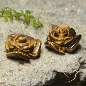Gemme di Occhio di tigre Marrone caldo naturale da 20.21 ct, Taglio a fiore, Opaco