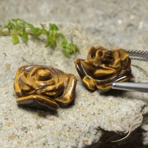 Gemme di Occhio di tigre Marrone caldo naturale da 20.21 ct, Taglio a fiore, Opaco