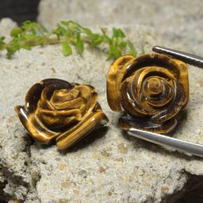 Tiger's eye naturale marrone da 24,14 ct, taglio fiore, opaco