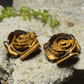 Tiger's eye naturale marrone da 24,14 ct, taglio fiore, opaco