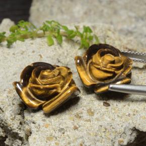 Tiger's eye naturale marrone da 24,14 ct, taglio fiore, opaco