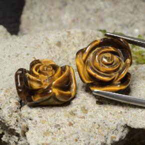 Tiger's eye naturale marrone da 25,22 ct, taglio fiore, opaco