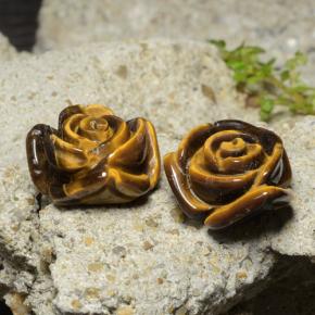 Tiger's eye naturale marrone da 25,22 ct, taglio fiore, opaco