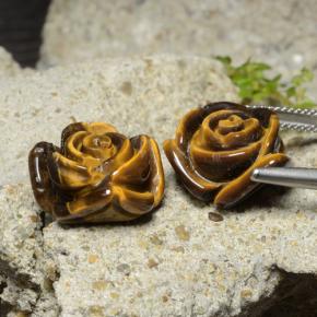 Tiger's eye naturale marrone da 25,22 ct, taglio fiore, opaco
