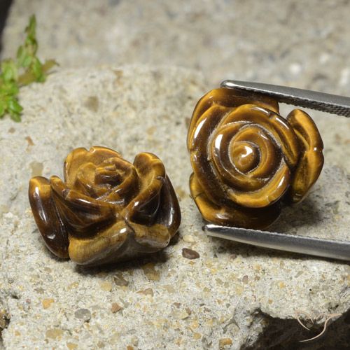 Tiger's eye naturale marrone da 22,12 ct, taglio fiore, opaco