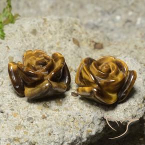 Tiger's eye naturale marrone da 22,12 ct, taglio fiore, opaco