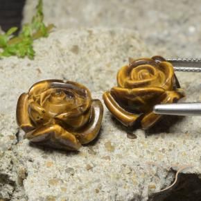 Tiger's eye naturale marrone da 22,12 ct, taglio fiore, opaco