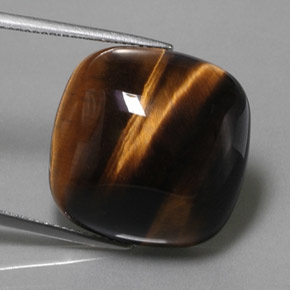 Tiger's eye naturale marrone da 28,03 ct, taglio a cuscino, opaco