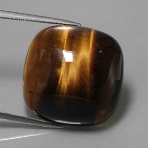Occhio di tigre Oro Marrone naturale da 27.92 ct, Taglio a cuscino, Opaco
