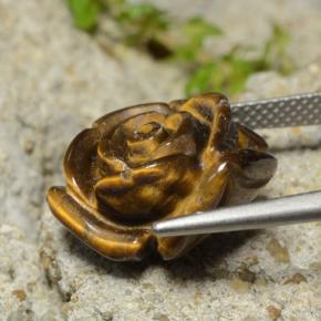 Occhio di tigre Marrone medio naturale da 10.98 ct, Taglio a fiore, Opaco