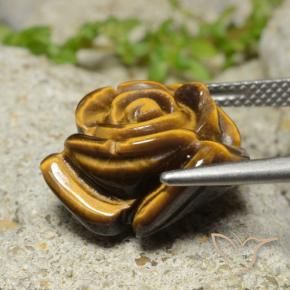 Occhio di tigre Pan di zenzero marrone naturale da 11.81 ct, Taglio a fiore, Opaco