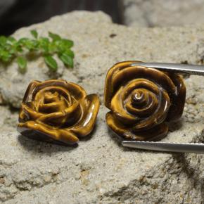 Tiger's eye naturale marrone da 23,82 ct, taglio fiore, opaco