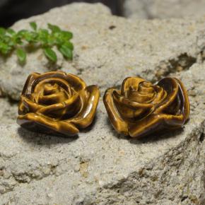 Tiger's eye naturale marrone da 23,82 ct, taglio fiore, opaco