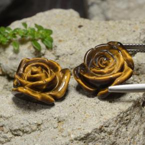 Tiger's eye naturale marrone da 23,82 ct, taglio fiore, opaco