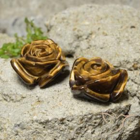 Gemme di Occhio di tigre Pan di zenzero marrone naturale da 23.62 ct, Taglio a fiore, Opaco