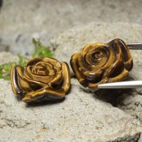 Gemme di Occhio di tigre Pan di zenzero marrone naturale da 23.62 ct, Taglio a fiore, Opaco