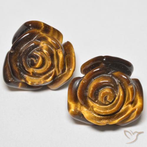 24.80ctw Naturale Marrone dorato Occhio di tigre, Taglio a fiore, Opaco