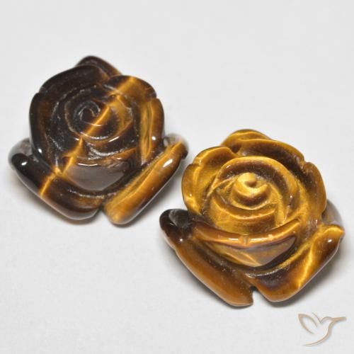 Gemme di Occhio di tigre Marrone dorato naturale da 24.80 ct, Taglio a fiore, Opaco
