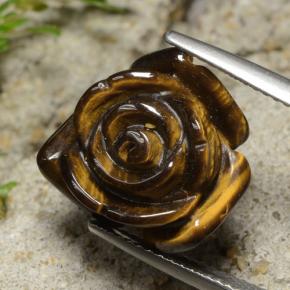 Tiger's eye naturale marrone da 12,02 ct, taglio fiore, opaco
