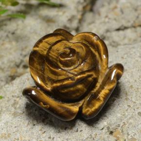 Tiger's eye naturale marrone da 12,02 ct, taglio fiore, opaco