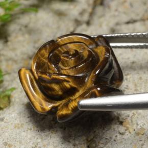 Tiger's eye naturale marrone da 12,02 ct, taglio fiore, opaco
