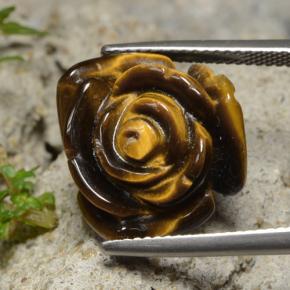 Tiger's eye naturale marrone da 13,26 ct, taglio fiore, opaco