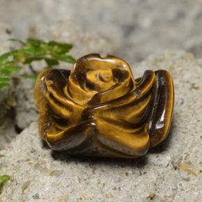 Tiger's eye naturale marrone da 13,26 ct, taglio fiore, opaco