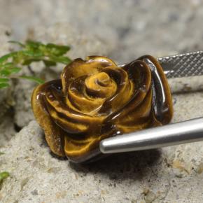 Tiger's eye naturale marrone da 13,26 ct, taglio fiore, opaco