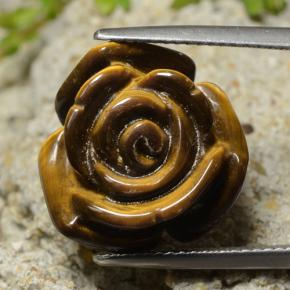 Tiger's eye naturale marrone da 13,31 ct, taglio fiore, opaco