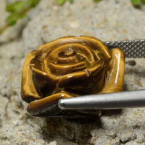 Tiger's eye naturale marrone da 13,31 ct, taglio fiore, opaco