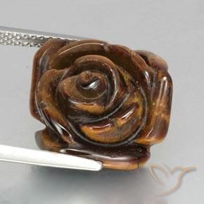 Tiger's eye naturale marrone da 12,89 ct, taglio fiore, opaco
