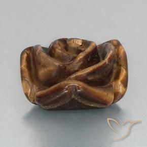 Tiger's eye naturale marrone da 12,89 ct, taglio fiore, opaco